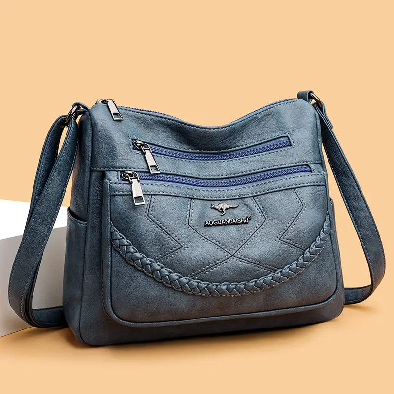 Women's Maroon Leather Shoulder Bag with Braided Design - Image 7