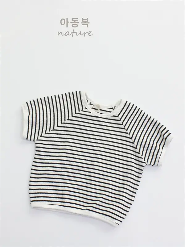 2024 Kids Striped T-Shirt Shorts Set Korean Style - Image 7