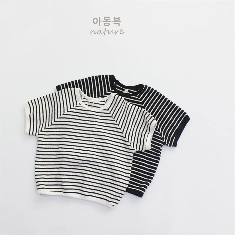 2024 Kids Striped T-Shirt Shorts Set Korean Style — feature 4