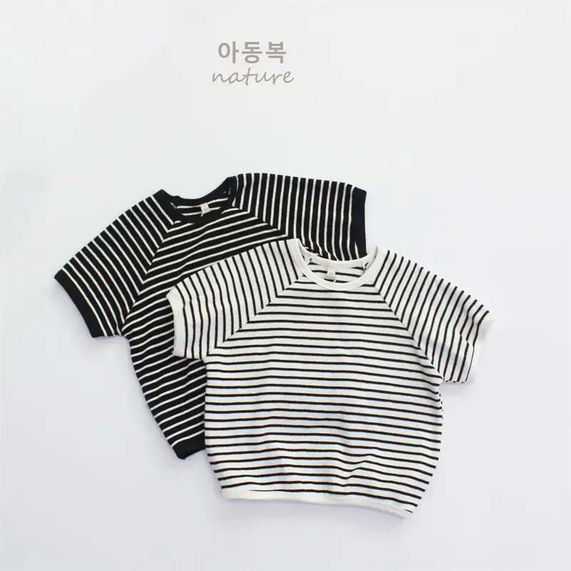 2024 Kids Striped T-Shirt Shorts Set Korean Style — feature 5