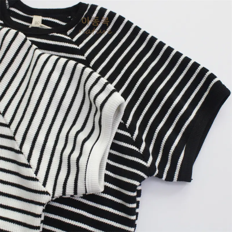 2024 Kids Striped T-Shirt Shorts Set Korean Style — feature 7