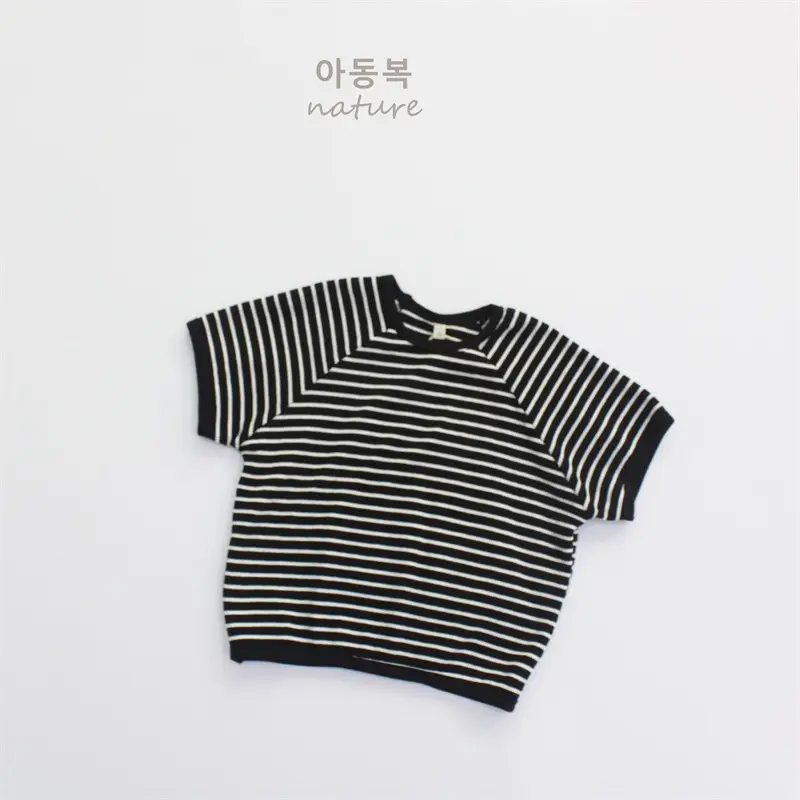 2024 Kids Striped T-Shirt Shorts Set Korean Style - Image 2