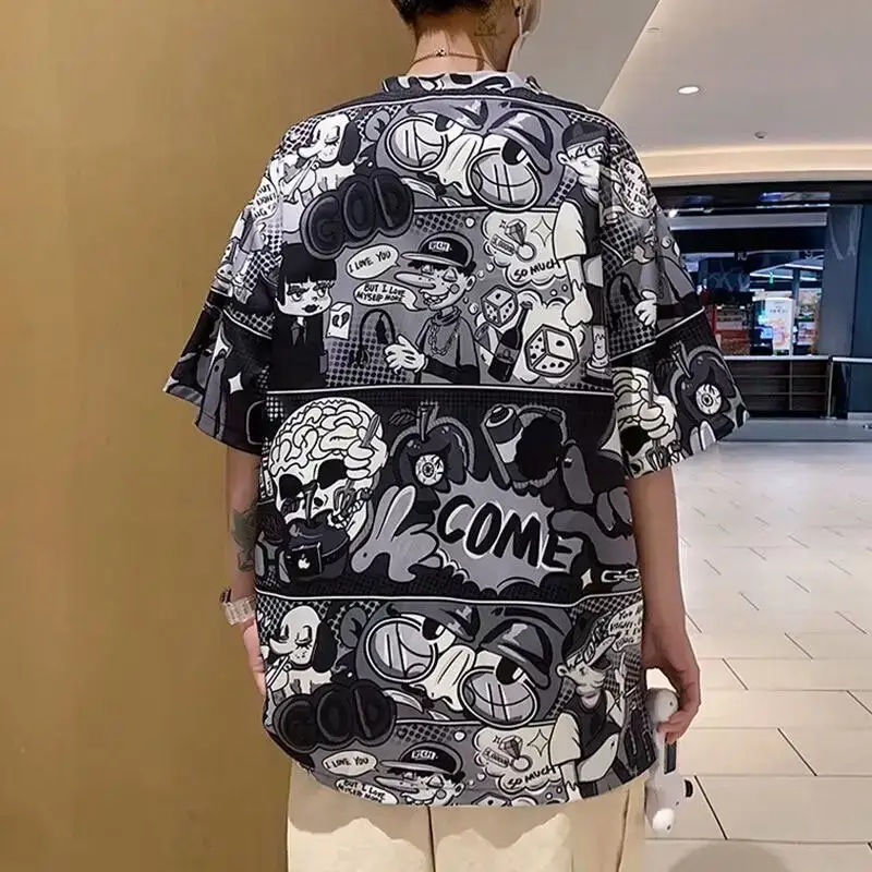 Men Anime Graphic T-Shirt Large Loose Summer Wear - Image 6