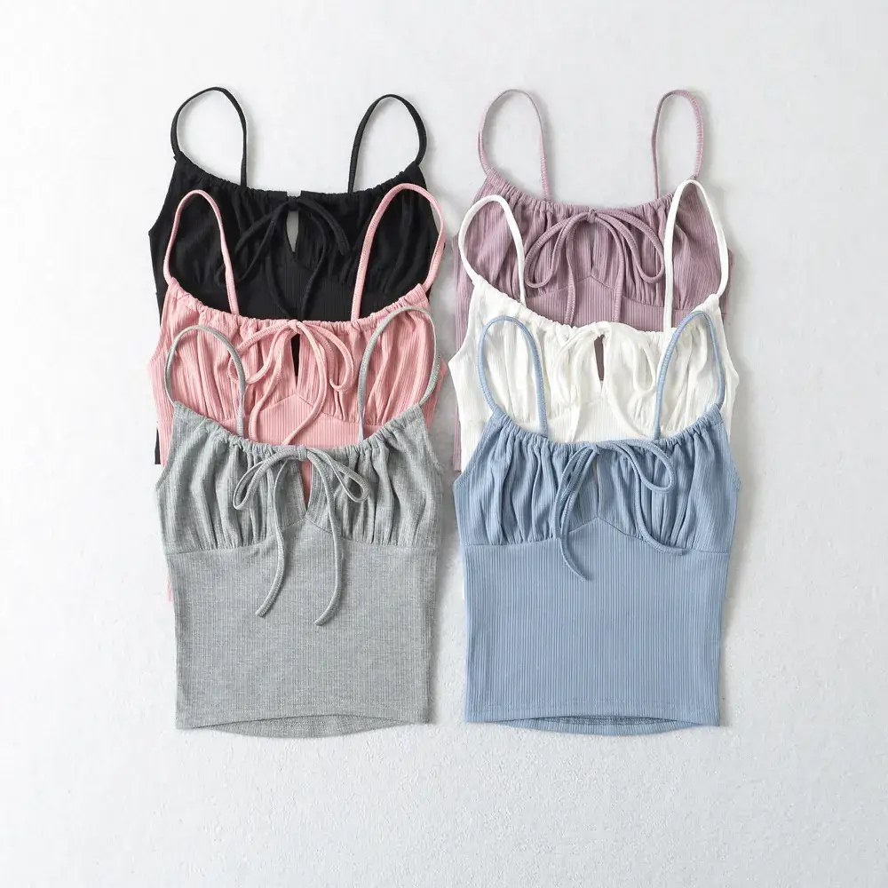 Gray Drawstring Camisole Women 2023 Summer - Image 8