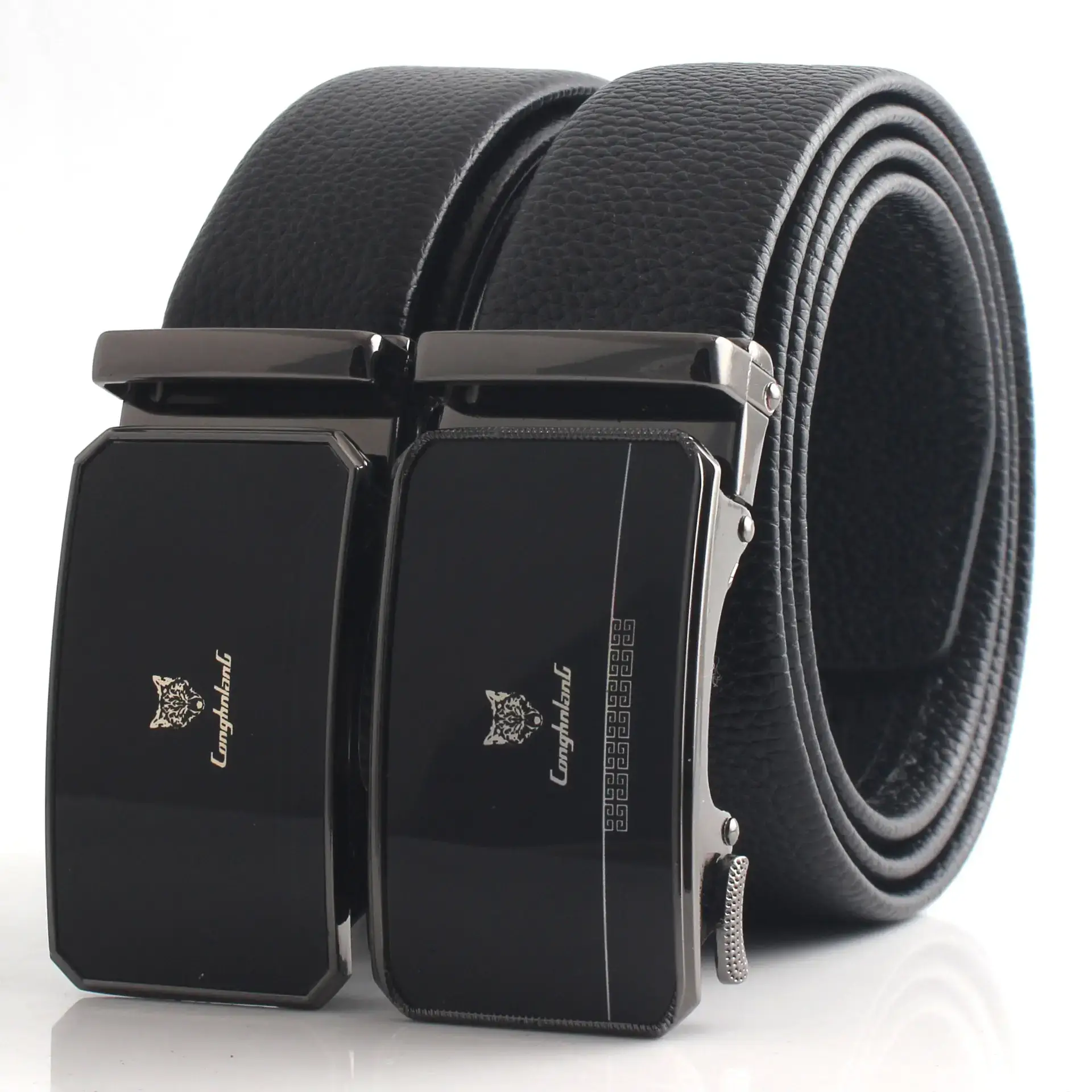Hongsheng Men's Black Gold Belt with Automatic Buckle - Image 14