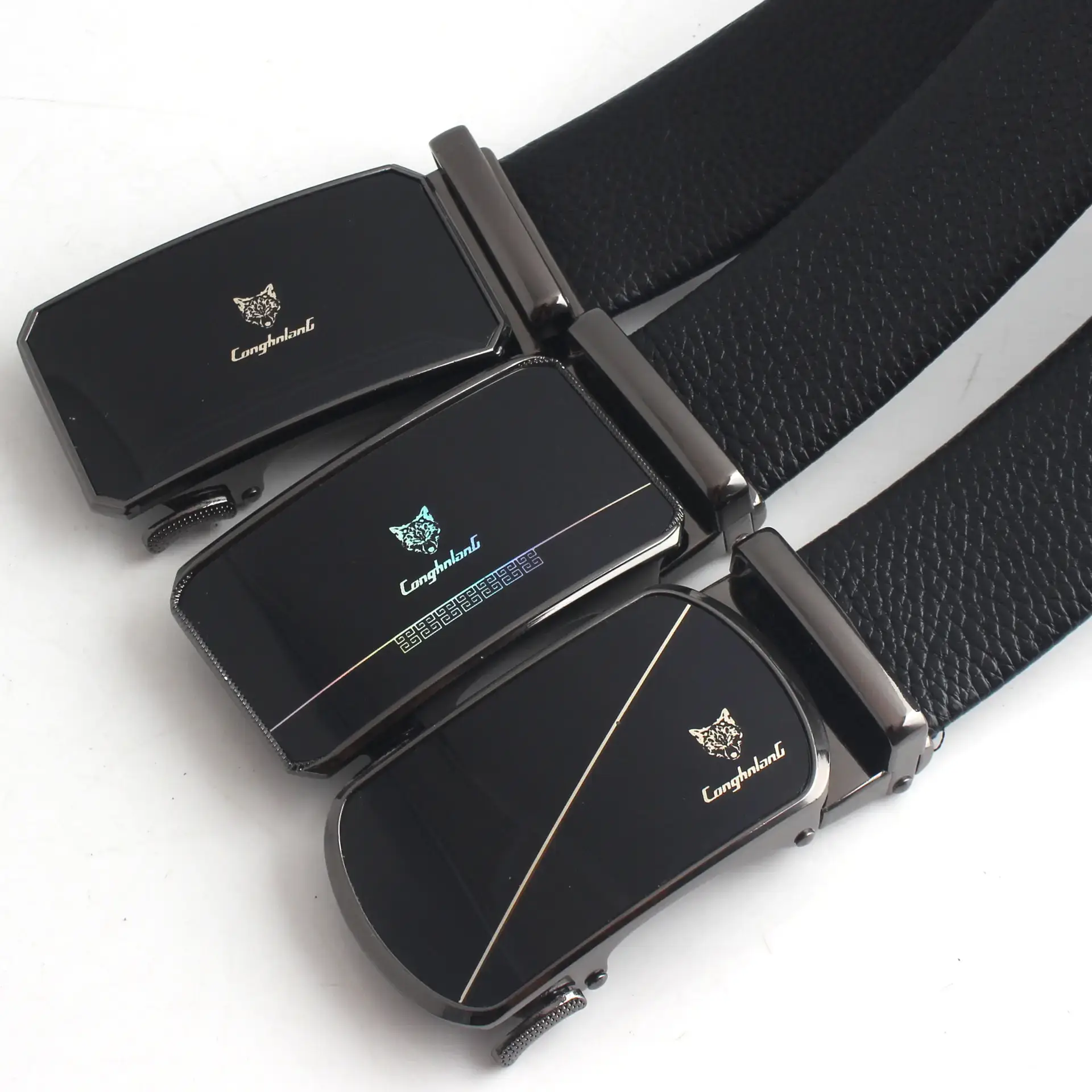 Hongsheng Men's Black Gold Belt with Automatic Buckle - Image 15