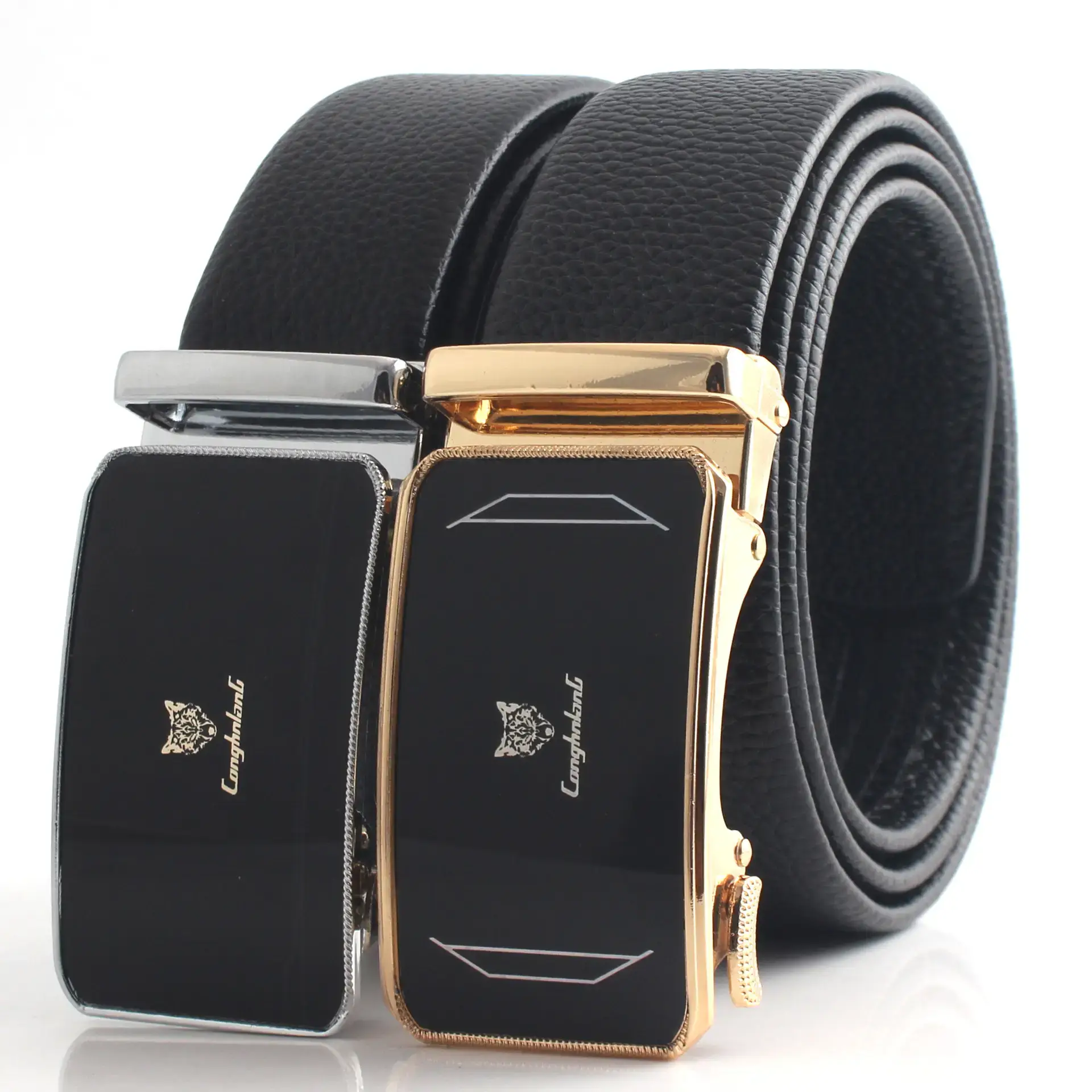 Hongsheng Men's Black Gold Belt with Automatic Buckle - Image 16