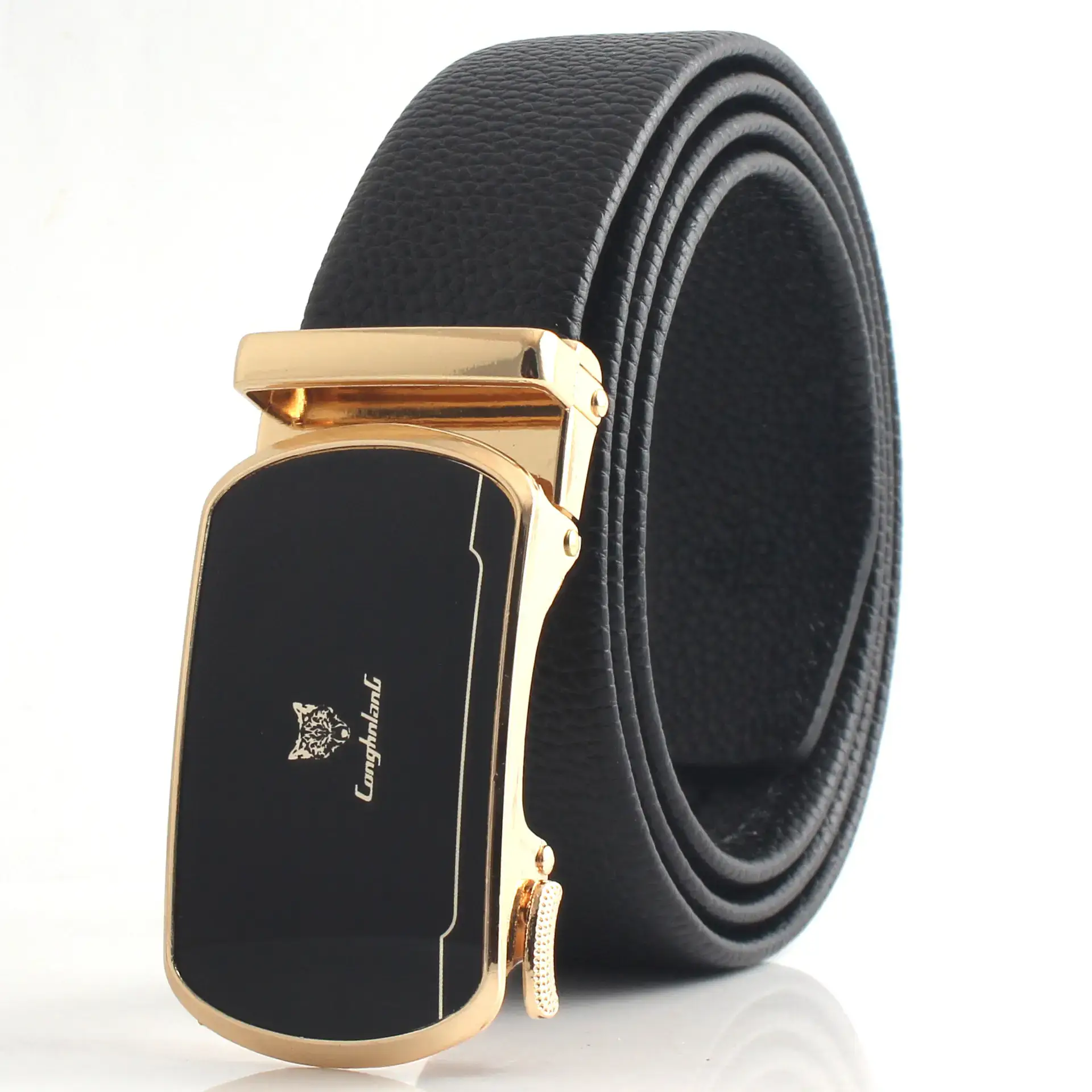 Hongsheng Men's Black Gold Belt with Automatic Buckle - Image 10