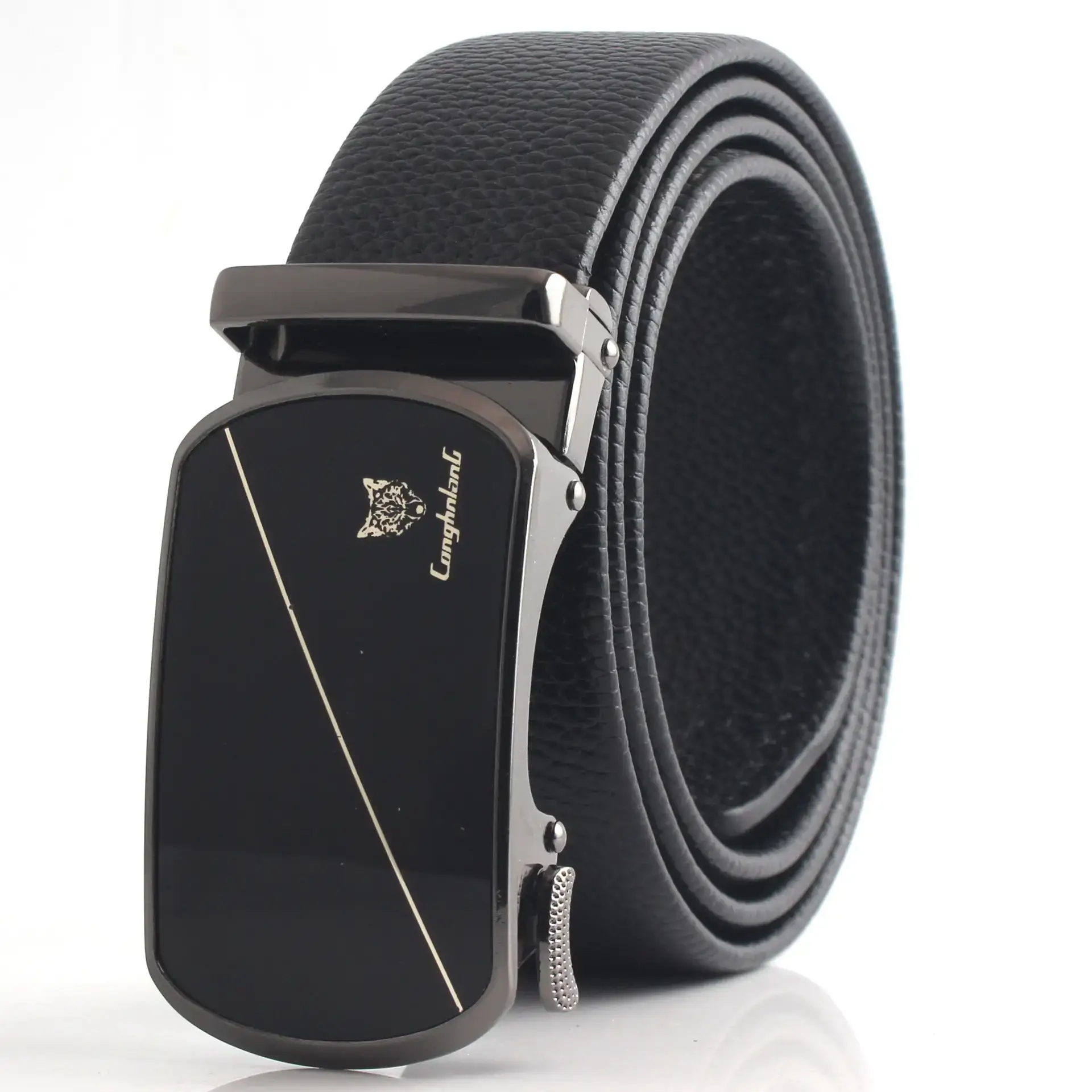 Hongsheng Men's Black Gold Belt with Automatic Buckle - Image 11