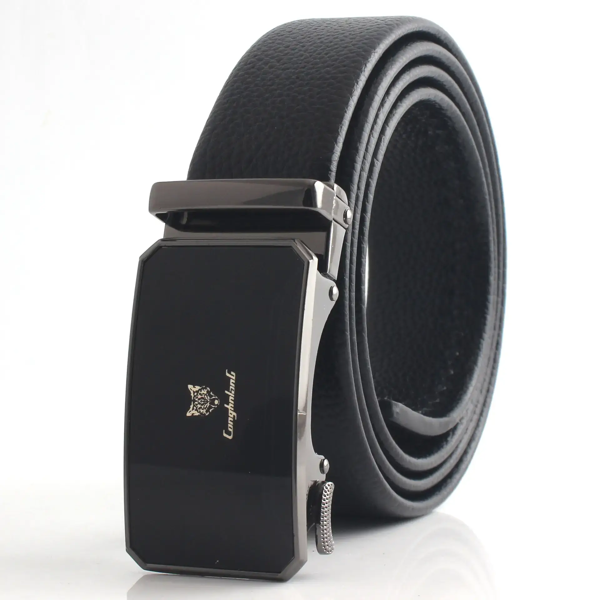 Hongsheng Men's Black Gold Belt with Automatic Buckle - Image 2