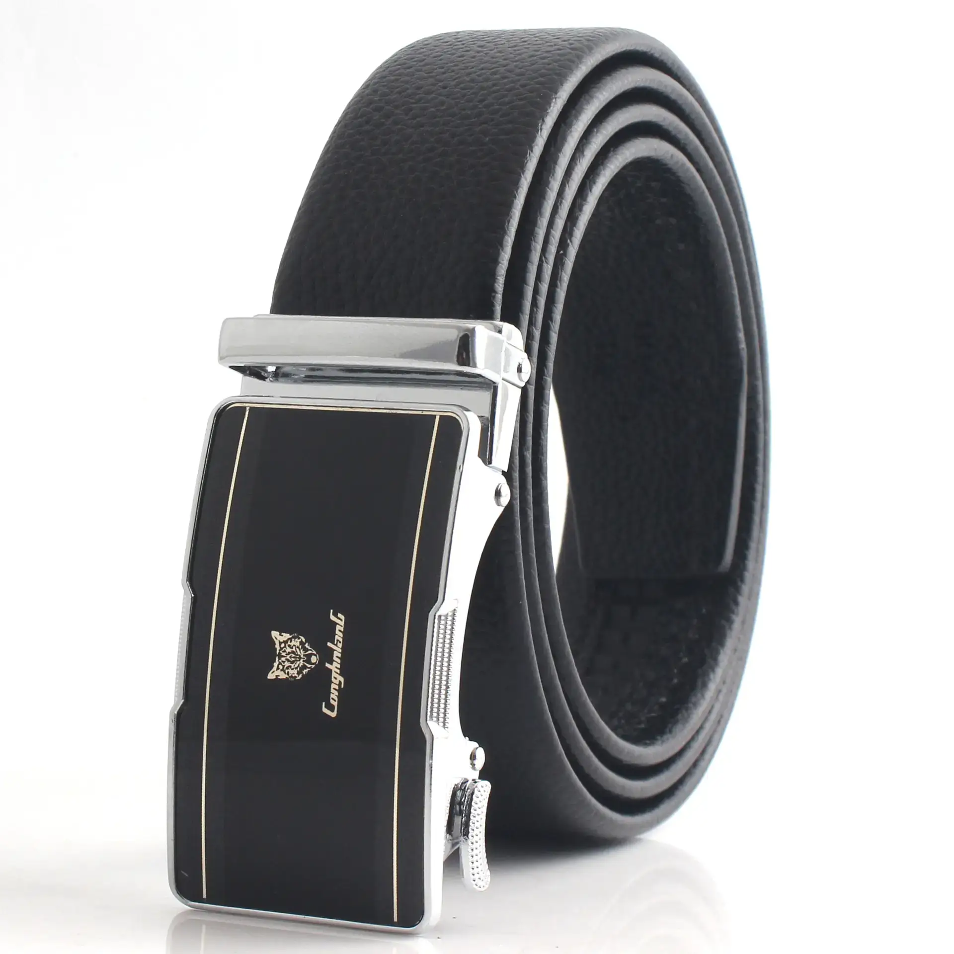 Hongsheng Men's Black Gold Belt with Automatic Buckle - Image 3