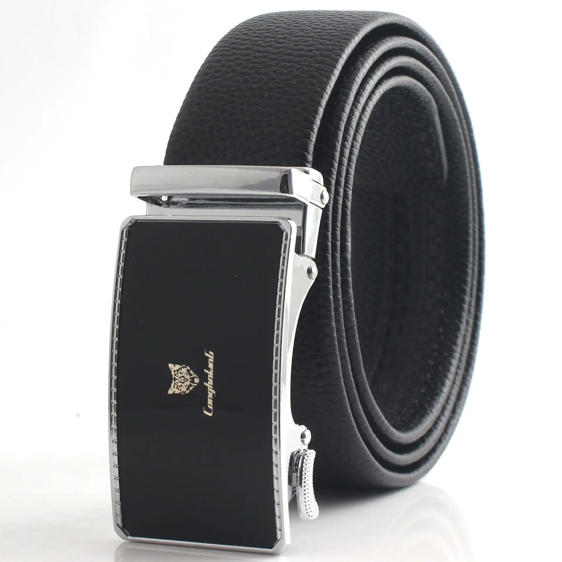Hongsheng Men's Black Gold Belt with Automatic Buckle - Image 4