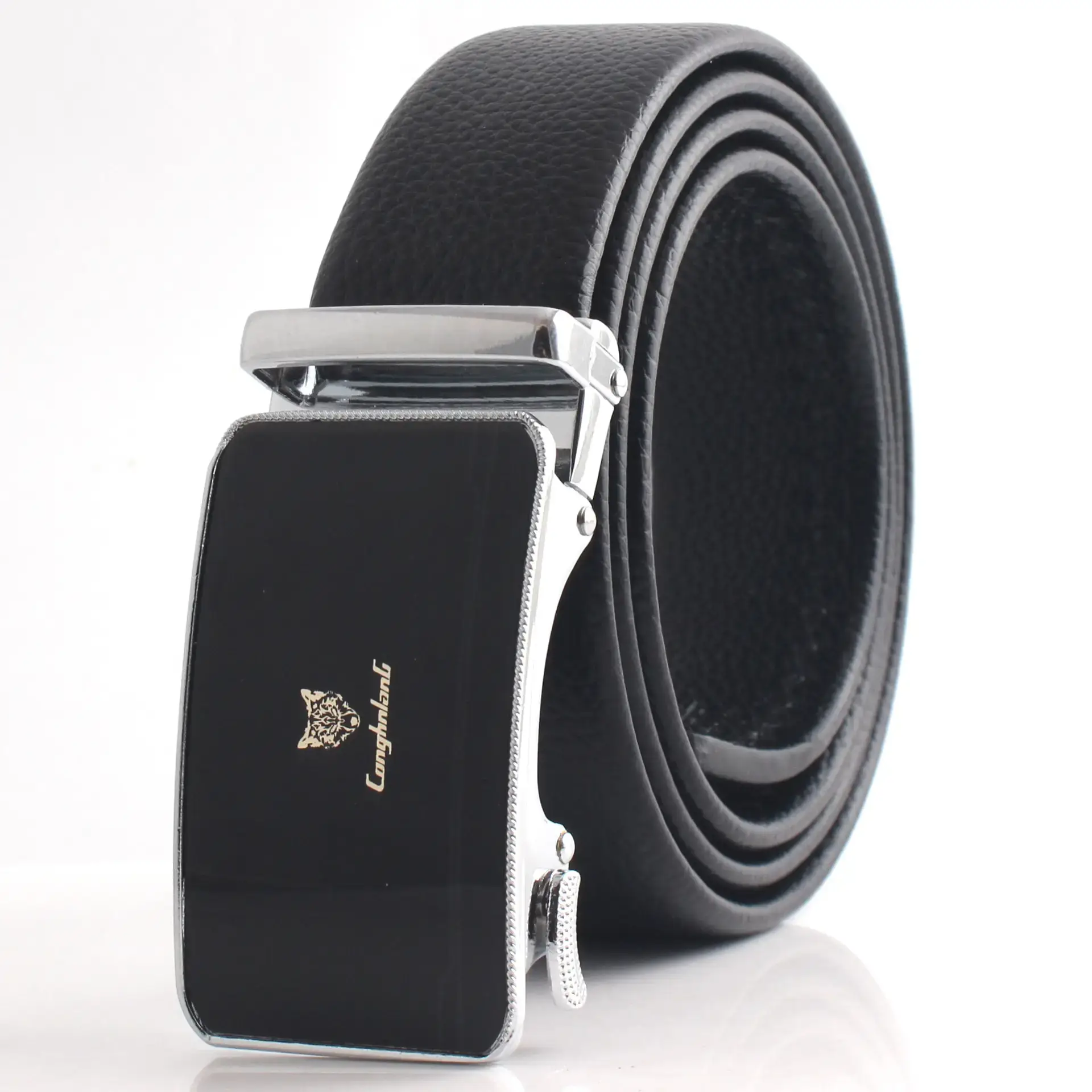 Hongsheng Men's Black Gold Belt with Automatic Buckle - Image 7