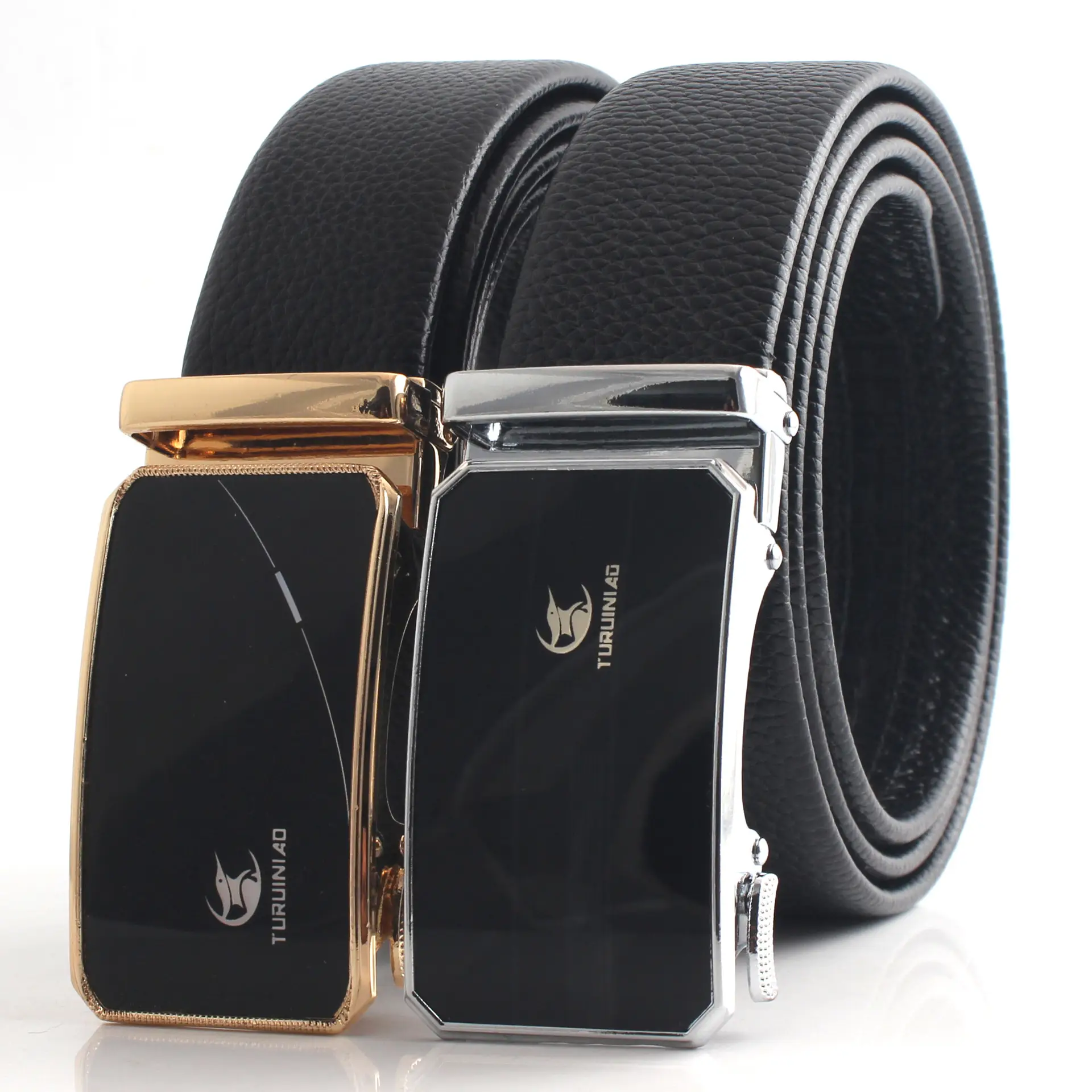 Hongsheng Men's Belt Black Gold Silver Automatic Buckle - Image 17