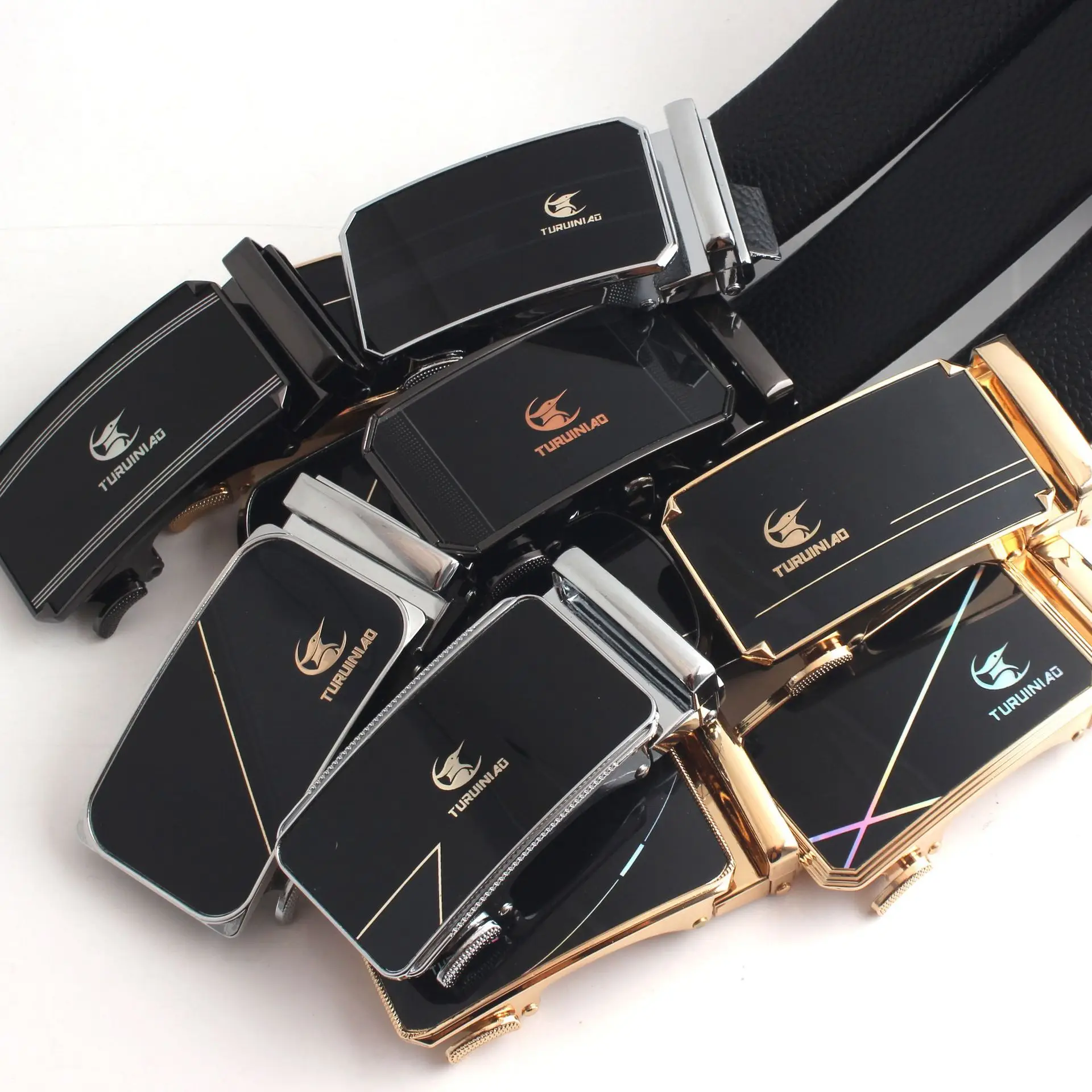 Hongsheng Men's Belt Black Gold Silver Automatic Buckle - Image 12