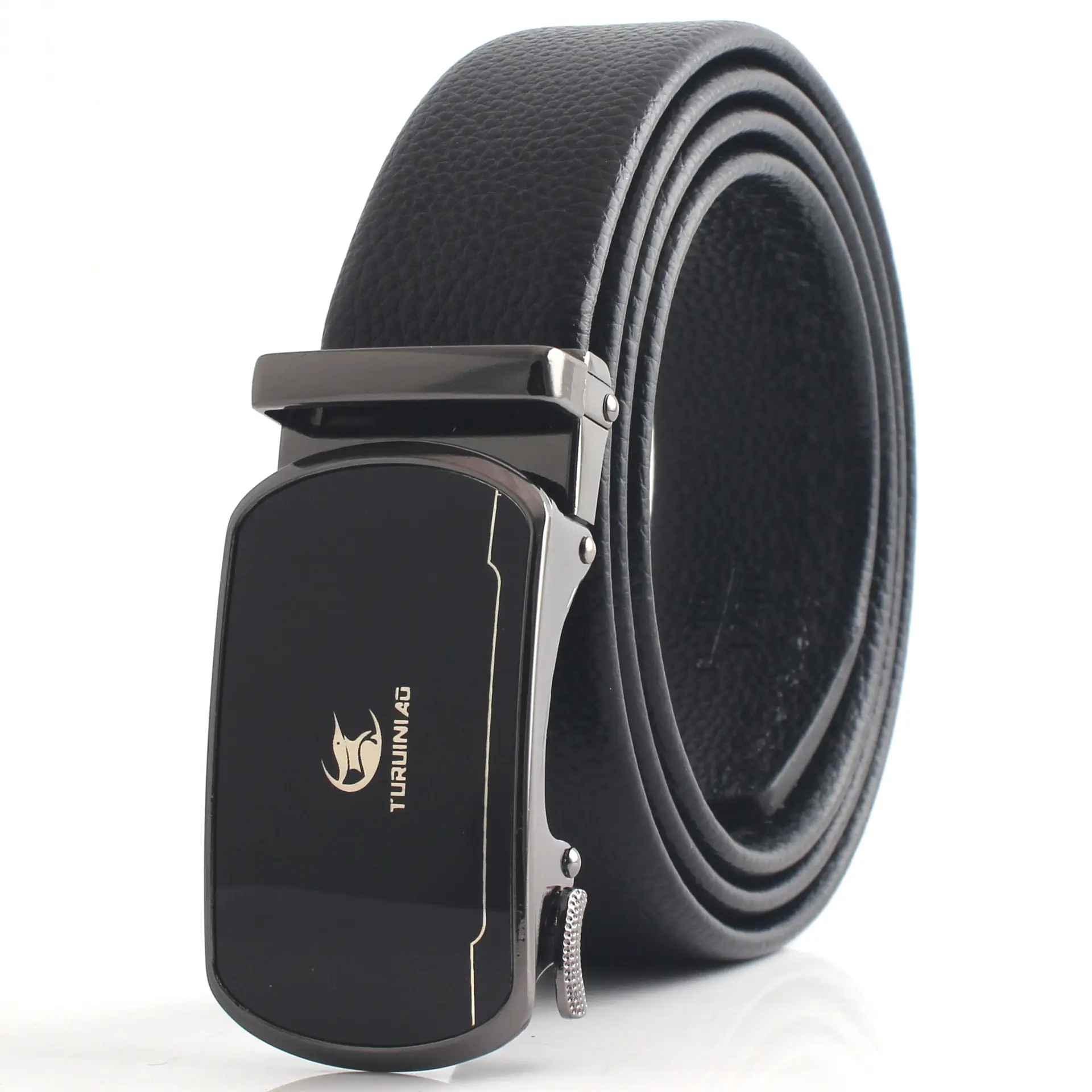 Hongsheng Men's Belt Black Gold Silver Automatic Buckle - Image 2