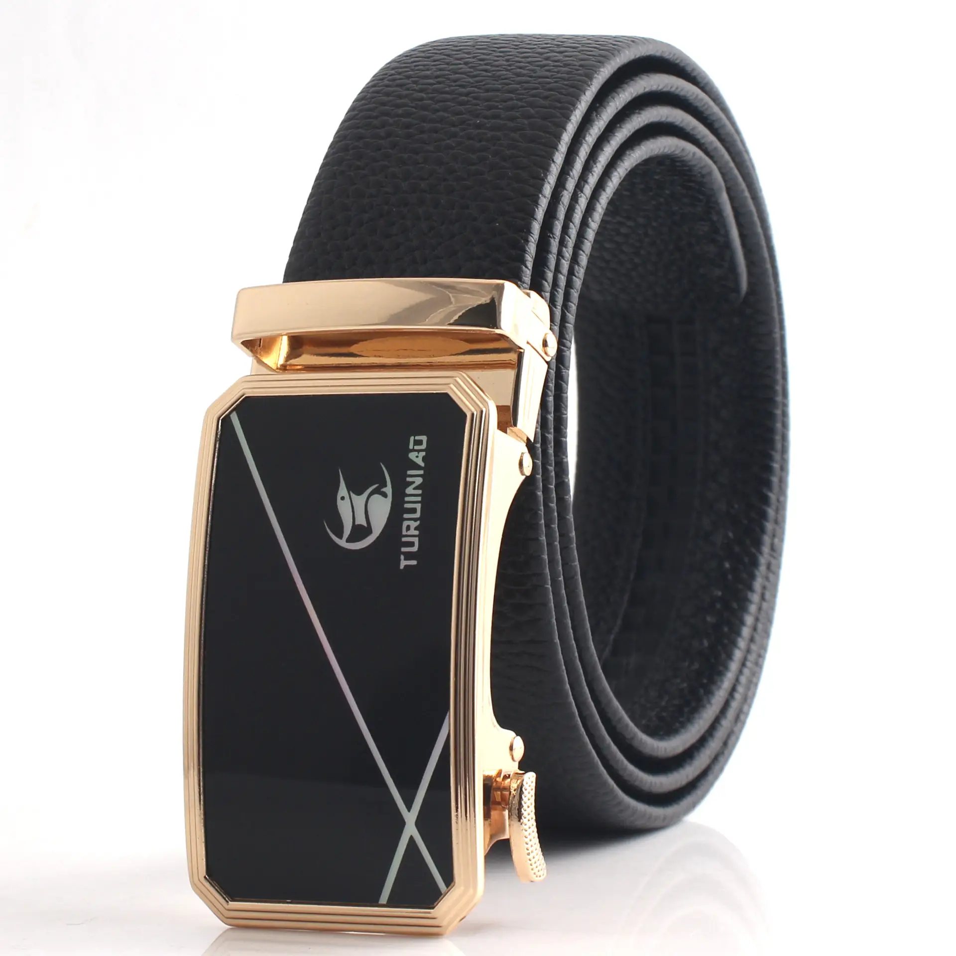 Hongsheng Men's Belt Black Gold Silver Automatic Buckle - Image 3