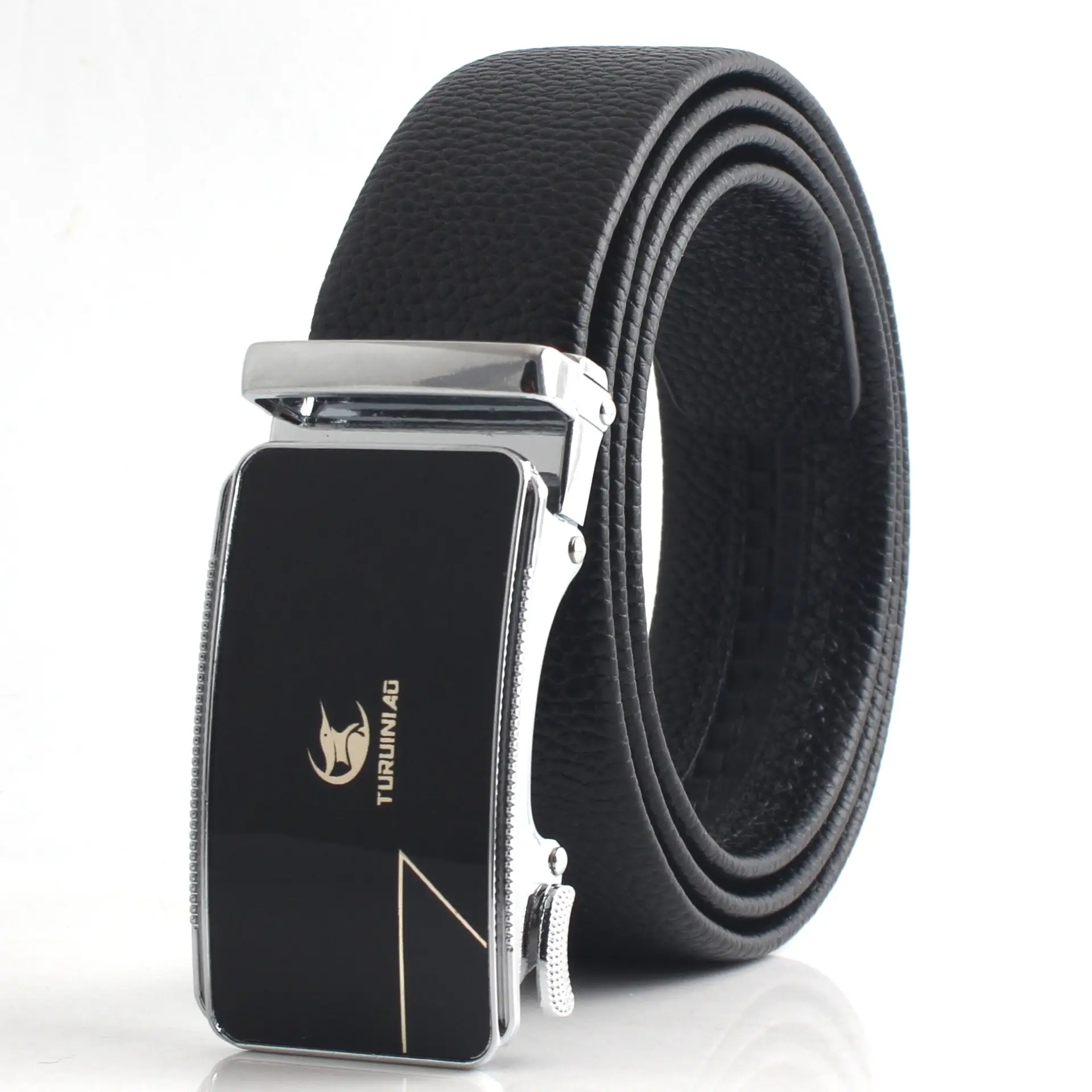 Hongsheng Men's Belt Black Gold Silver Automatic Buckle - Image 4