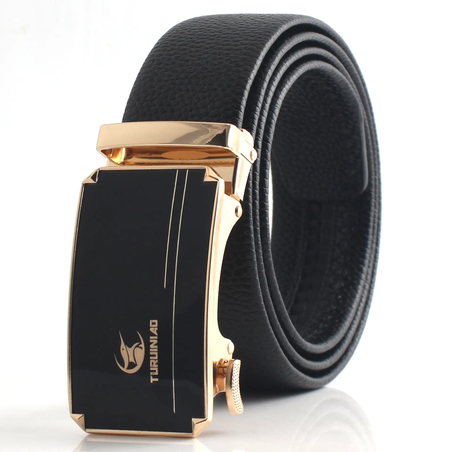 Hongsheng Men's Belt Black Gold Silver Automatic Buckle - Image 9
