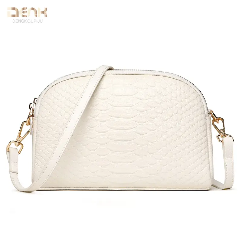 White Croc Leather Shoulder Bag for Women 2025