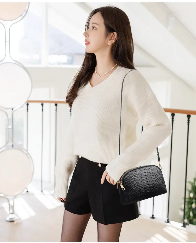 White Croc Leather Shoulder Bag for Women 2025 — feature 9