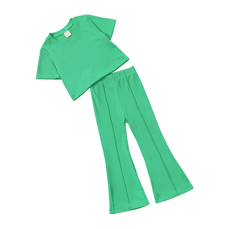 Blue Flared Pants & Top Girls Set Spring Summer Casual - Image 5