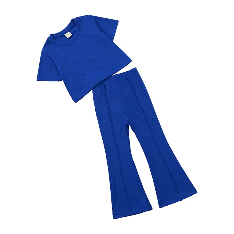 Blue Flared Pants & Top Girls Set Spring Summer Casual - Image 2