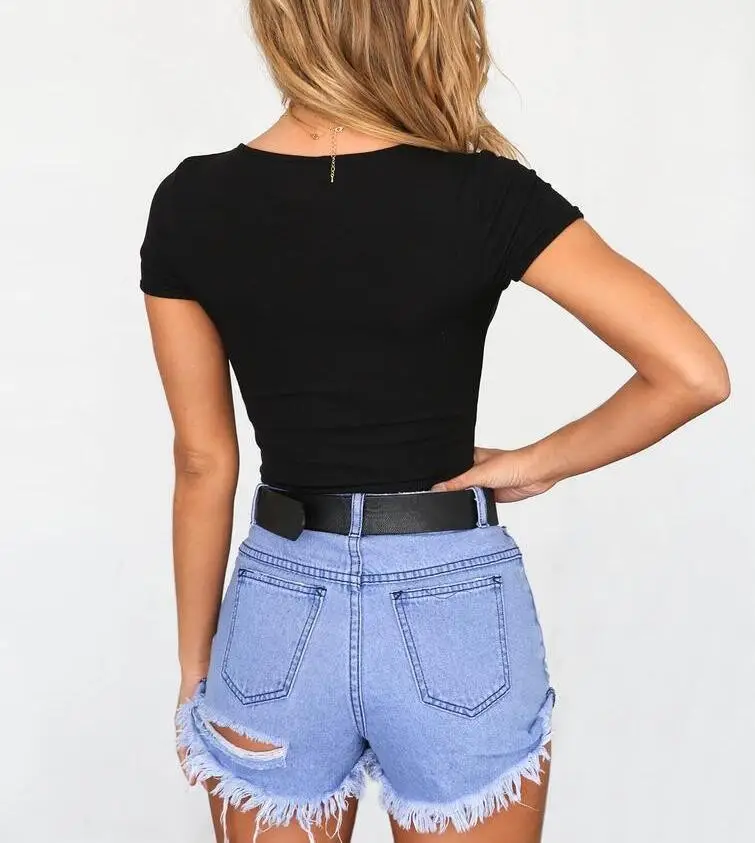 2023 New U-Neck Slim Fit T-Shirt Women White — feature 5