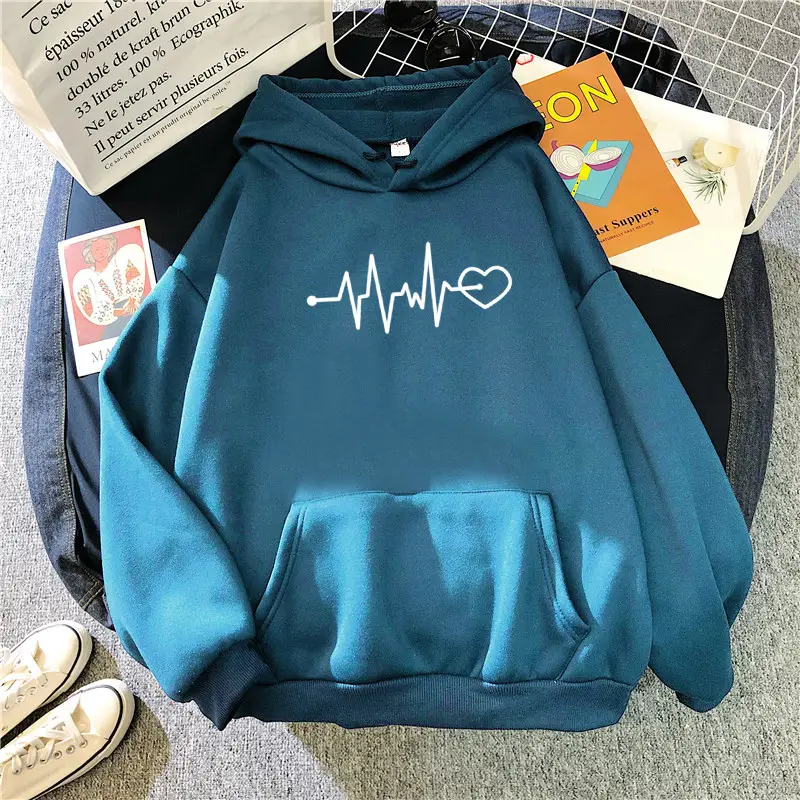 Green Heartbeat Graphic Hoodie for Men Women - Image 24