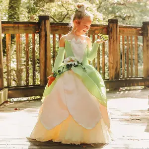 Girls Yellow Tulle Party Dress with Long Sleeves — feature 26