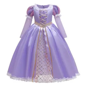 Girls Yellow Tulle Party Dress with Long Sleeves — feature 28