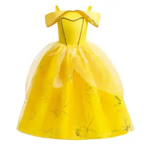 Girls Yellow Tulle Party Dress with Long Sleeves — feature 32