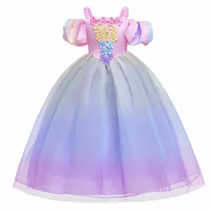 Girls Yellow Tulle Party Dress with Long Sleeves — feature 38