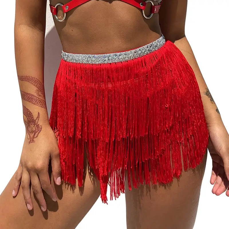 Black Tassel Waist Bralette with Lace Top - Image 3