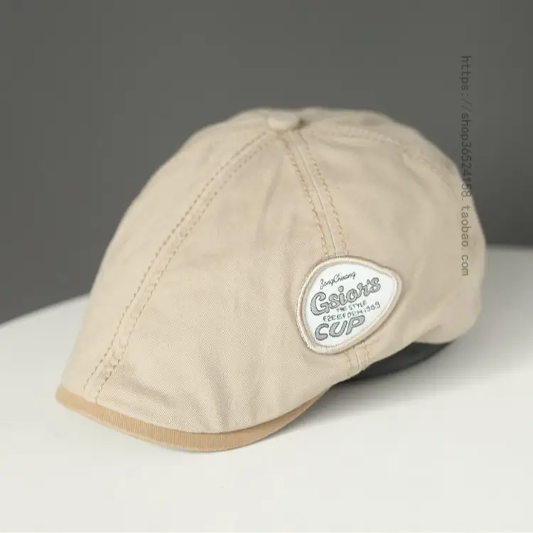 Japanese Literary Retro Cap Black Eave Forward - Image 9