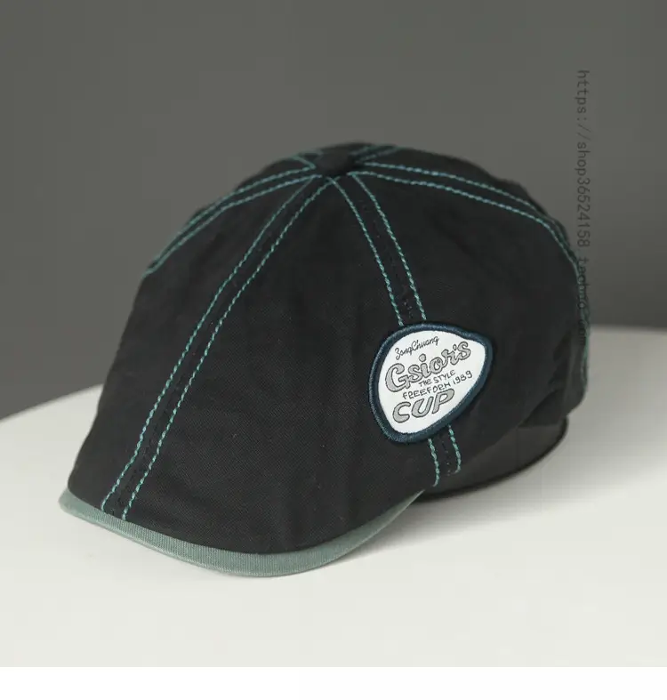 Japanese Literary Retro Cap Black Eave Forward — feature 3