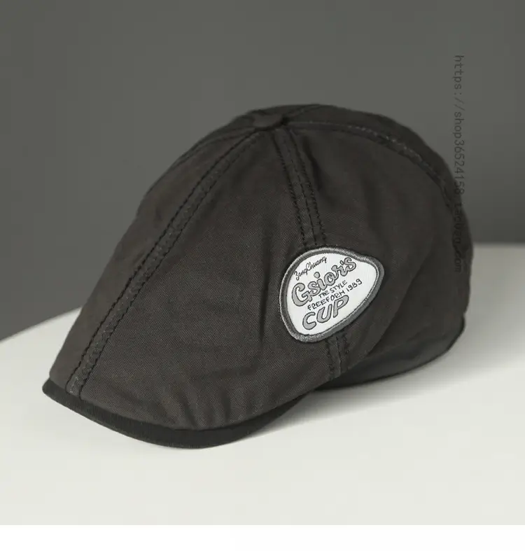 Japanese Literary Retro Cap Black Eave Forward - Image 5