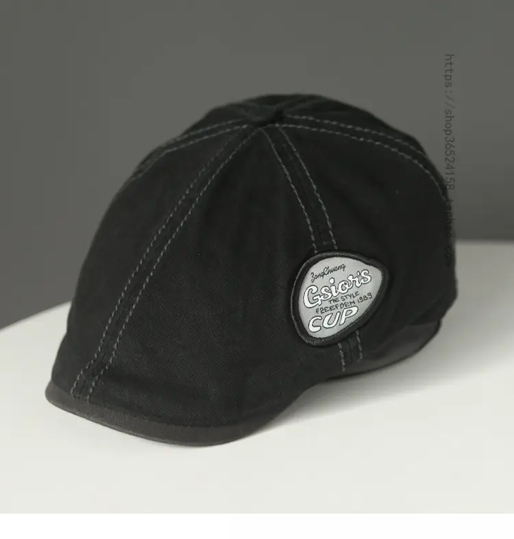 Japanese Literary Retro Cap Black Eave Forward - Image 7