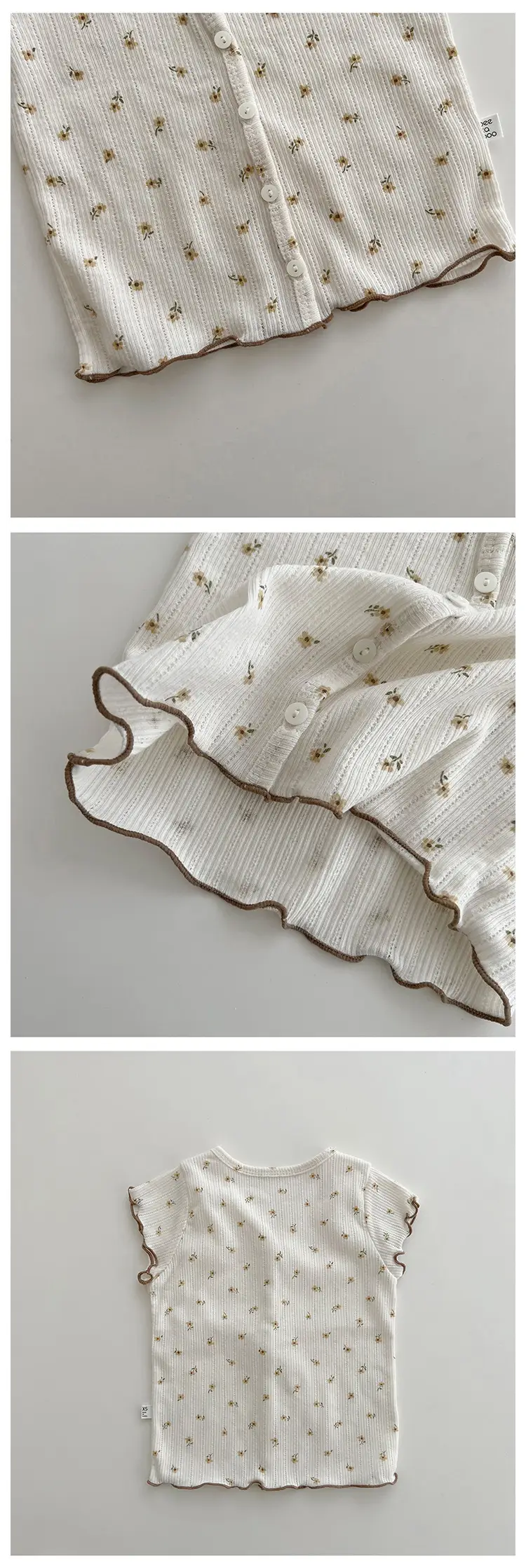 White Floral Baby Sleepwear Set Small Medium — feature 10