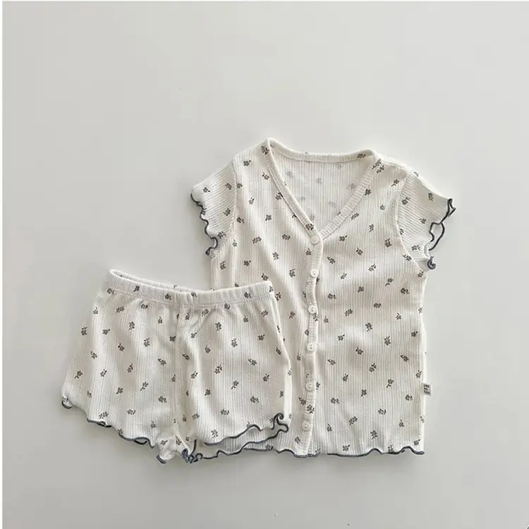 White Floral Baby Sleepwear Set Small Medium — feature 6