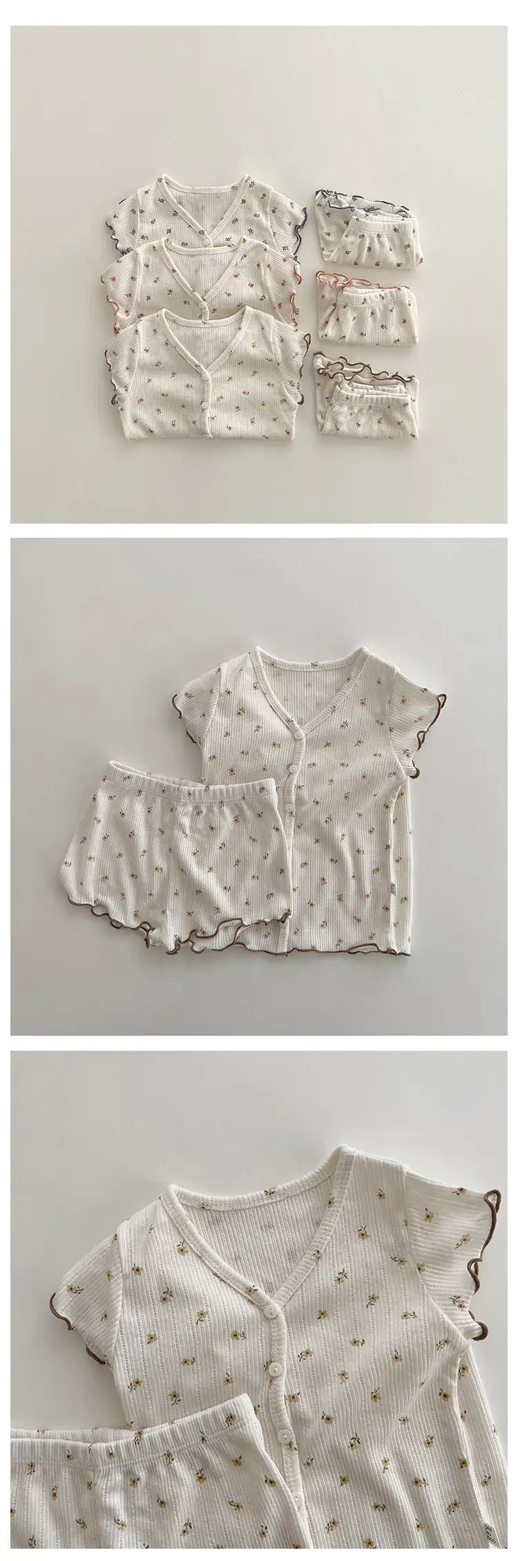 White Floral Baby Sleepwear Set Small Medium — feature 7