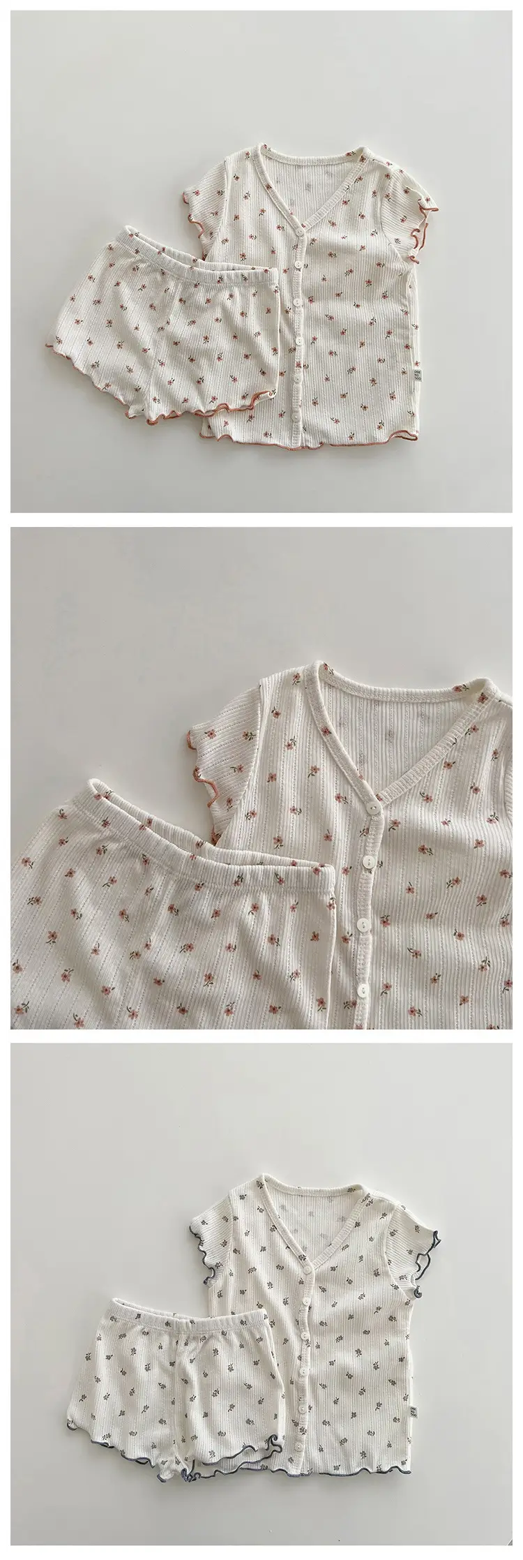 White Floral Baby Sleepwear Set Small Medium — feature 8