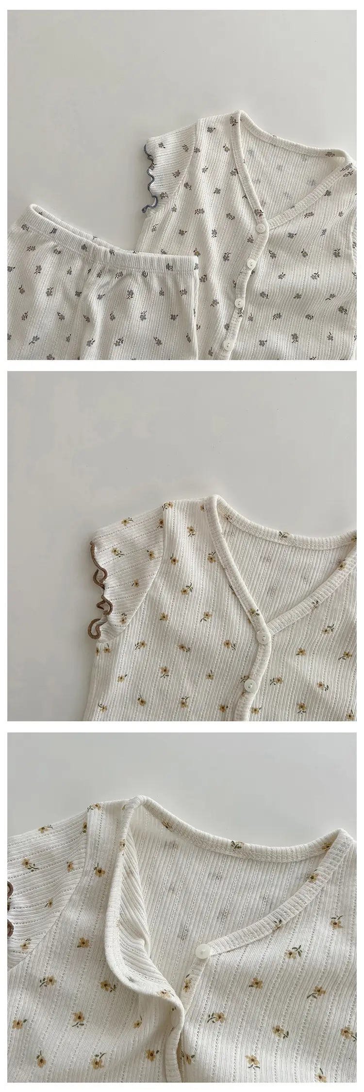 White Floral Baby Sleepwear Set Small Medium — feature 9