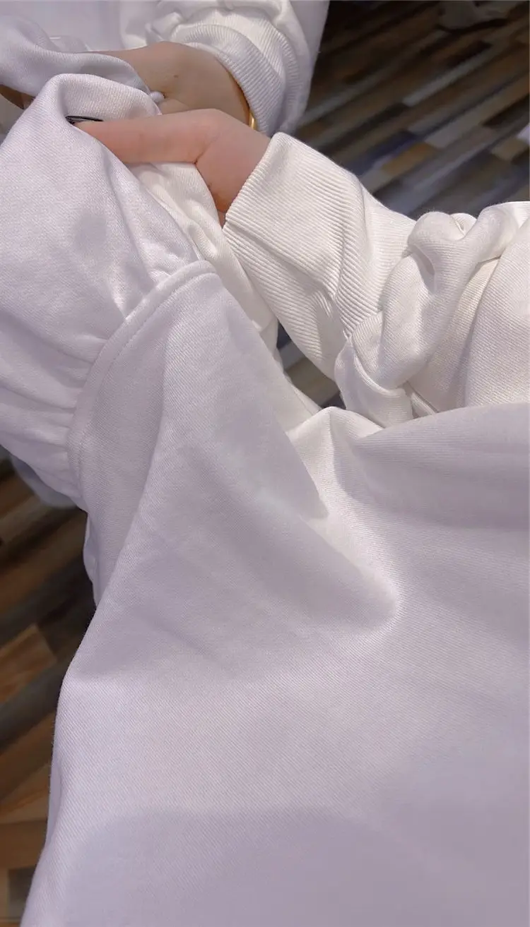 White Ruffled Sweatshirt Set for Women Plus Size Spring Autumn — feature 10