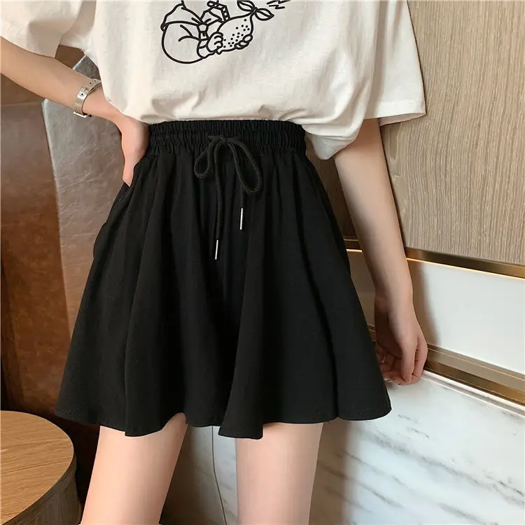 2025 Black Drawstring High Waist Shorts for Women - Image 2