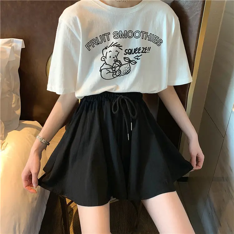 2025 Black Drawstring High Waist Shorts for Women - Image 3