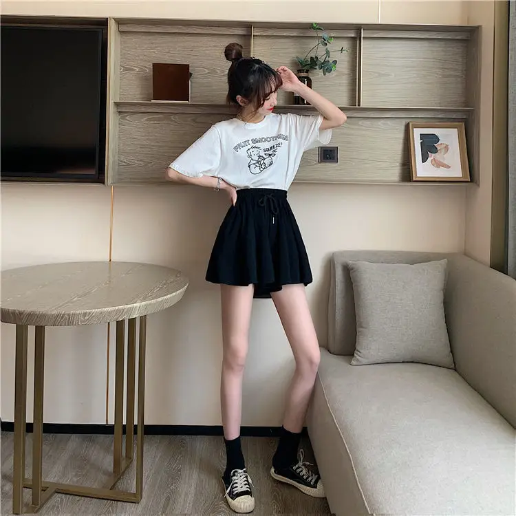 2025 Black Drawstring High Waist Shorts for Women — feature 13