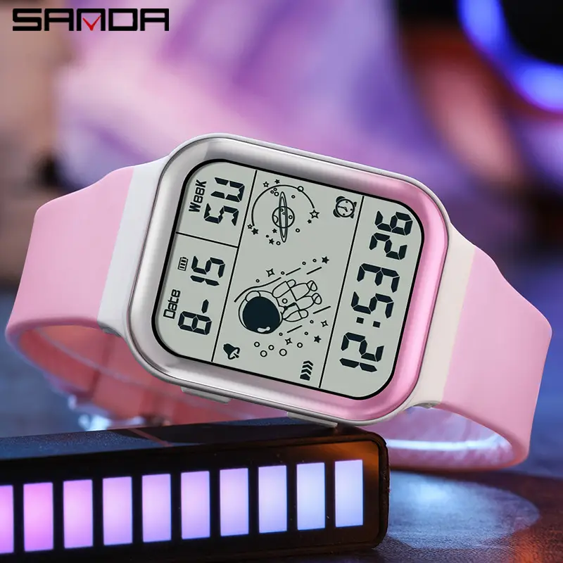 Sanda Gradient Square Watch for Men Women Pink Detachable Strap - Image 15