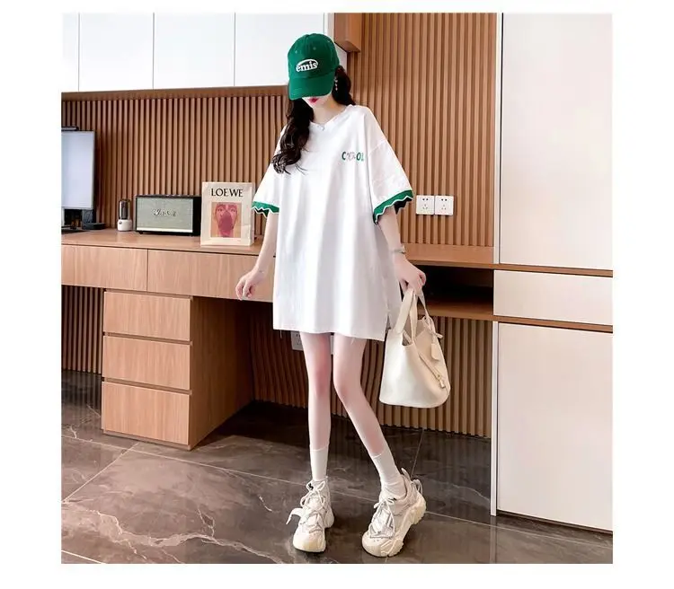 Women Cool Smile Printed T-Shirt Large Black Loose Sleeve — feature 5
