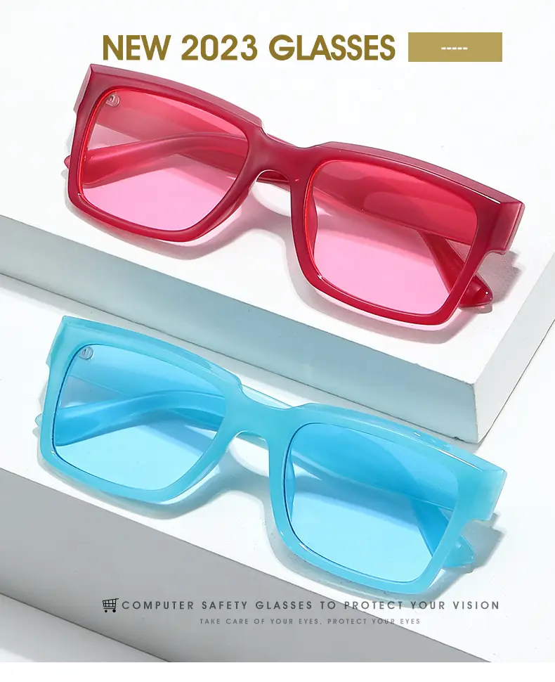 European Square Sunglasses for Men Women Blue — feature 1